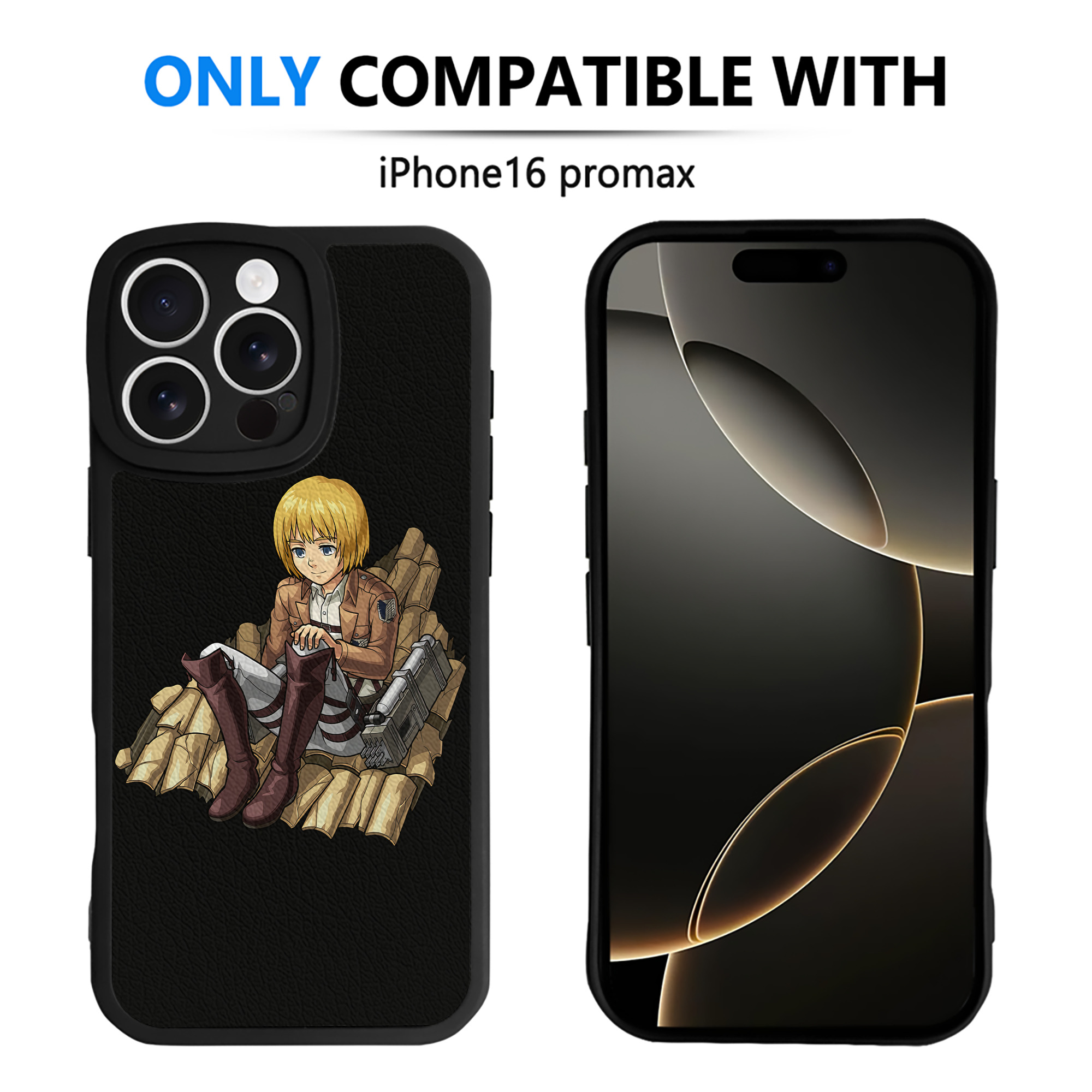 （画像用） 進撃の巨人 アルミン·アルレルト Attack on Titan Armin Arlert 【iPhone 16シリーズ対応】シリコンスマホケース（レザー調） 材質：シリコン